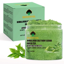 Himalaya Salt Body Scrub, 100% Organic Nutrient Scrub, Rich in Natural Minerals, Suitable for All Skin, 250 g (Green, Green Tea)