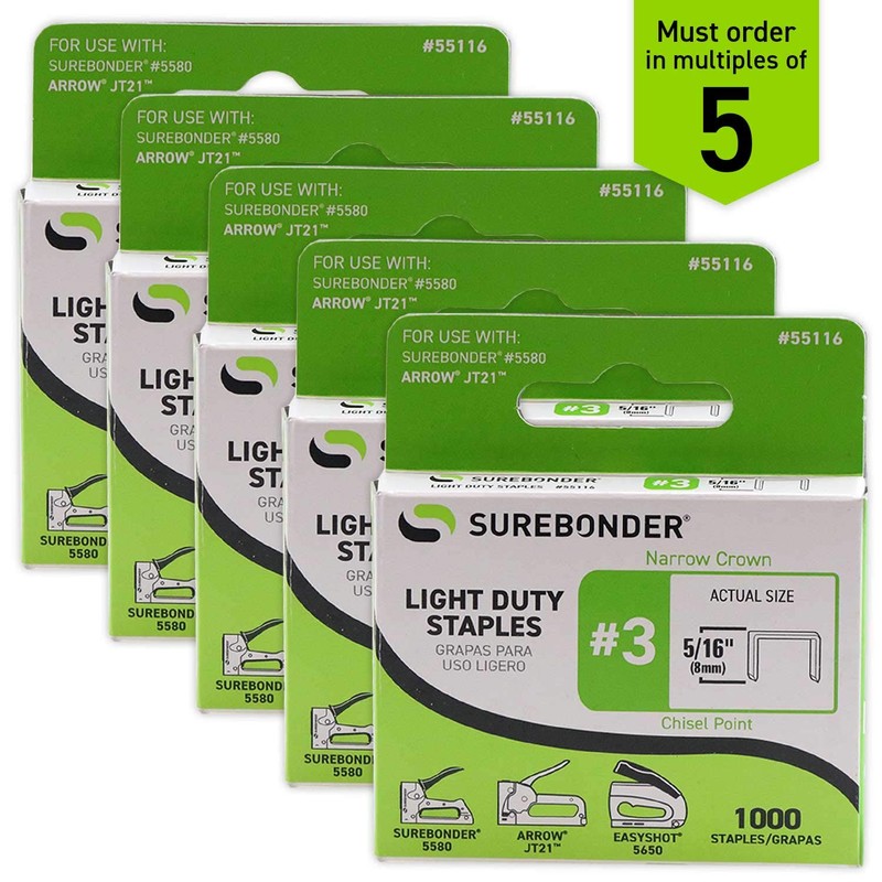 #3 Light Duty 5/16" Narrow Crown Staples - 1000 ct.