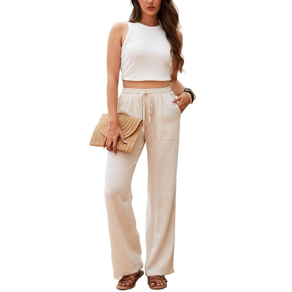 Beautiful Nomad Women's Linen Pants High Waisted Straight Pant Casual