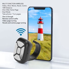 Bluetooth Remote Control Page Turner, Phone Camera Video Recording Remote with 10m Remote Control Distance, for iOS 15.0 or for Android 8.0