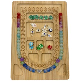DHER Bead Board Plate Bead Board Tray for Beads Boards Beading Board Wooden DIY String Necklace Design Plate Threading Design Table Jewellery Beads Design Board Size Scale Plate DIY (A)