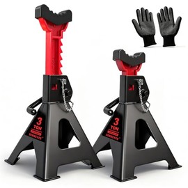 Soportes de gato de 3 toneladas (7 libras) con bloqueo de doble pin, cubierta de goma y base de pie grande, altura ajustable de 11 a 17 pulgadas, soportes de gato de coche resistentes, SUV
