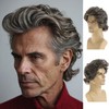 Dsimeig Men's Wig Mix Brown Short Wave Layered Synthetic Cosplay