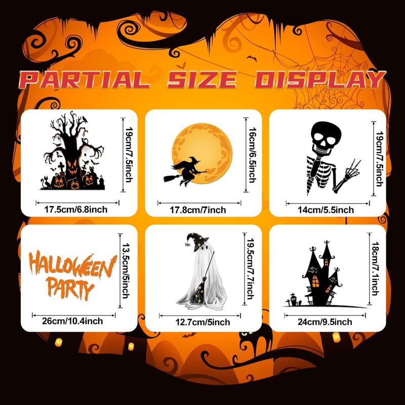 Halloween Window Stickers with Caution Tape 141PCS Halloween Decorations