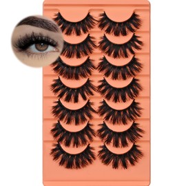 Fluffy Lashes False Eyelashes 18mm Lashes Full Volume Long Wispy Strip Lashes 7 Pairs Faux Mink Lashes by Yaiseiko