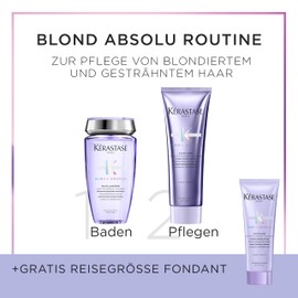 Kérastase, Blond Absolu, Pflegeroutine mit Shampoo sowie Haarspülung (Normalgröße und gratis Probiergröße 75ml) für blondiertes, gesträhntes oder natürlich blondes Haar, Mit Hyaluronsäure