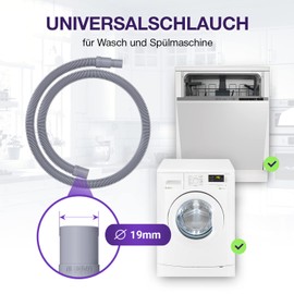 Vioks.pro Washing Machine Drain Hose Extension Straight/Straight Diameter 19 mm for Dishwasher, Washing Machine, Dishwasher 1.5 m