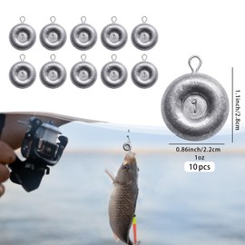 10pcs Sinkers Fishing Weights Coin Disc Sinker Fishing Sinkers Weights for Saltwater Trolling Catfishing Weight Sinker Fishing Tackle Gear (D-1oz-10pack)