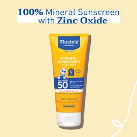 Mustela Mustela Baby Mineral Sunscreen Lotion SPF 50 Broad Spectrum - Face & Body Sun Lotion for Sensitive Skin - Water Resistant & Fragrance Free - Regular & Family Size