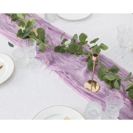 3 Pack 160in Lilac Cheesecloth Table Runners - 13.3ft Long Purple Gauze Table Runner Light Purple Cheese Cloth Runner - Lilac Table Cloth for Wedding, Bridal Baby Shower Decorations Valentine's Day