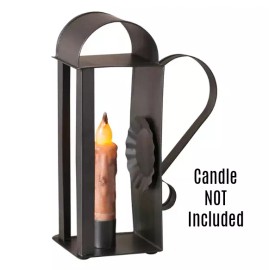 New Primitive Early SMOKEY BLACK TAPER CANDLE HOLDER Lantern With Handle