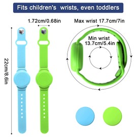 SAVITA 2pcs Kids Wristband for AirTag, Waterproof Silicone AirTag Holder Anti Lost Wristband for Kids Toddler Elder Adjustable Watch Band Kids for Hiding GPS Tracker(Florescent Green, Florescent Blue)