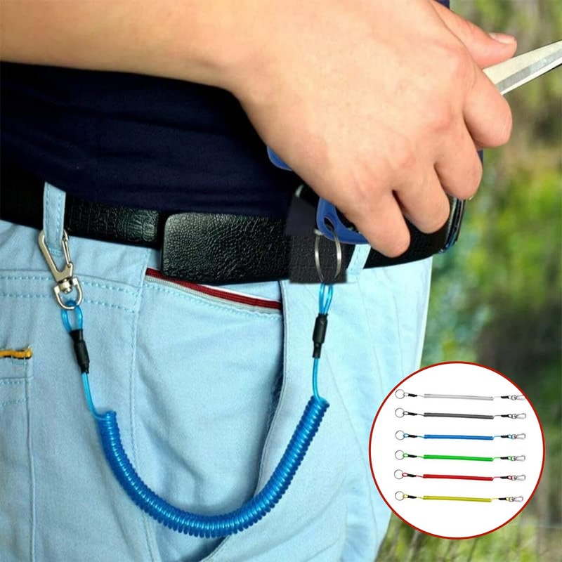 6PCS Coiled Fishing Tools Lanyard Retractable Safty Tethers，Safety Rope,Fishing Lanyards