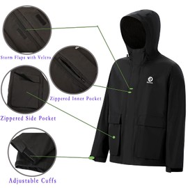 Rizzon Fishing Rain Suit for Men Waterproof Rain Jacket Bib Pants With Hood Foul Weather Gear(Black,3X-Large)