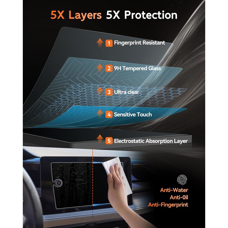 CDEFG Tempered Glass for 2025 VW Taos Screen Protector, 8