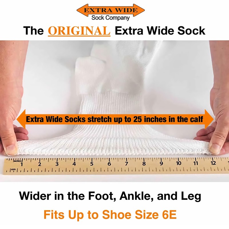 Extra Wide Comfort Fit Athletic Crew (Mid-Calf) Socks for Men