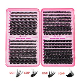 Selawasty Lash Clusters 616pcs Natural Lash Extension Individual Cluster Eyelash Russian Lash Cluster Individual Lashes Eyelash Clusters Natural Look Eyelashes for DIY at Home(9-16MM,50D,60D,80D,100D)