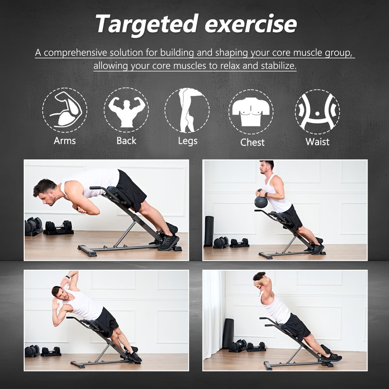 SogesPower Roman Chair Back Extension Machine, Hyperextension Bench for Hamstring,Adjustable