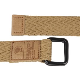 KYEYGWO Canvas Belt for Men and Women, Adjustable Canvas Fabric Belt with Double D-Rings Buckle, Khaki (110 cm total length)