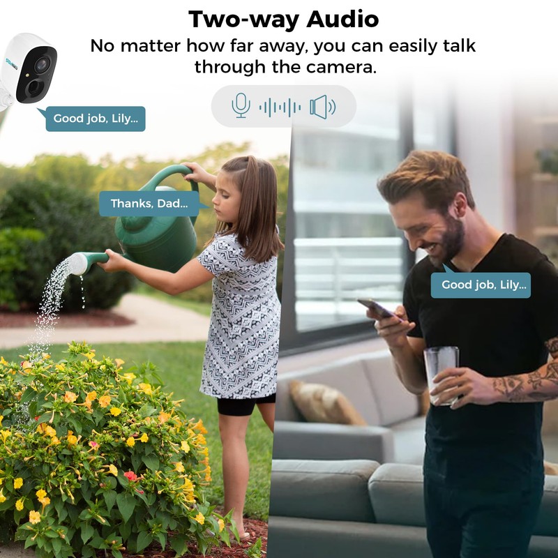 Vicohome 2K Security Camera Wireless Wi-Fi Indoor/Outdoor,Battery Powered,Easy to Setup,PIR