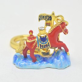 Feng Shui Victorious Red Windhorse Carring A Jewel Keychain W4418