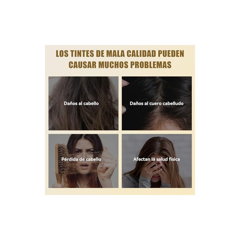 Shampoo para Canas 3 en 1, Shampoo Tinte Instantaneo Cubre