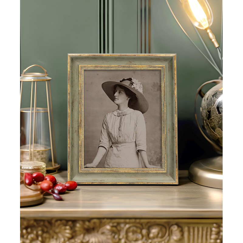 Afuly Photo Frame, Stylish, 6-piece Picture Frame, Antique Green, Gold,