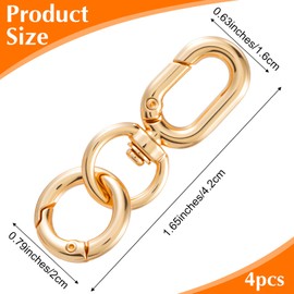 4PCS Double Opening Keychain Clip, Necklace Shortener Clip, Swivel Snap Hooks Gold Key Chain Rings Lobster Claw Clasps for Key Chains, Jewelry, Crafts, Gold