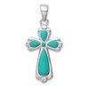 FB Jewels Solid Sterling Silver Rhodium-Plated Polished Imitation Turquoise Cross