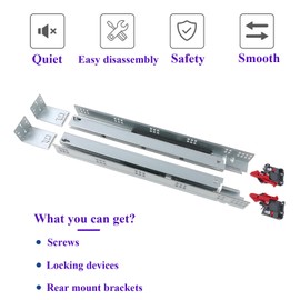 Undermount Concealed Soft Close Drawer Slides 15inch,6 Pairs Full Extension Drawer Glides Runners with Locking Device and Rear Mounting Brackets