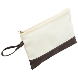 HIFA Canvas Makeup Bag, Travel Makeup Bag - Two-Tone, Top Zipper Closure, Loop attachment- Makeup Case, Makeup Organizer Bag