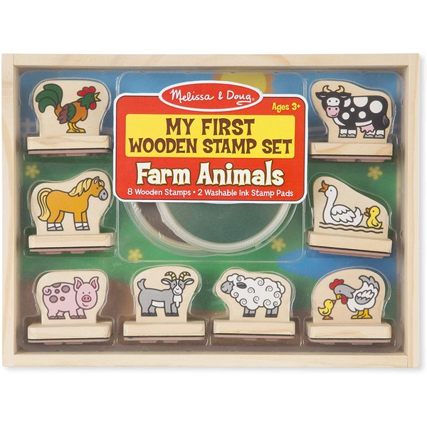 Melissa & Doug First Wooden Stamp Set – Farm Animals