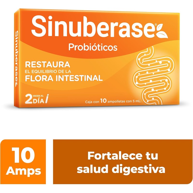 Sinuberase Probióticos en Suspensión 2 Billones de UFC 10 Ampolletas.