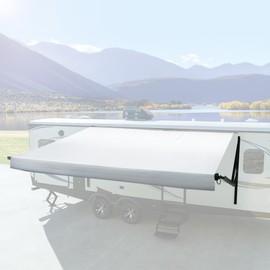 RecPro RV Awning Fabric Replacement | Universal Fit | 8-22ft Sizes | Heat Sealed Vinyl (9' - Actual Width 8' 1", Solid White)