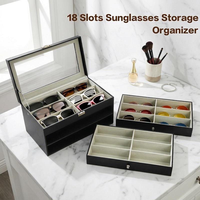 Nicunom 18 Slots Sunglasses Organizer Collector Eyeglasses Sunglass Glasses Storage