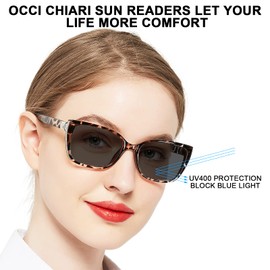 OCCI CHIARI Large Sunglasses Readers for Women 2.25 Reading Sunglasses with magnification Outdoor UV400(1.0 1.25 1.5 1.75 2.0 2.25 2.5 2.75 3.0 3.5)