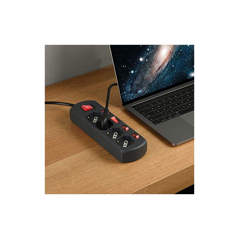 Electraline 61912 Multi-Purpose Socket with 4 Sockets, Schuko, 4 Independent