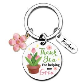 VIESUJI Teacher Appreciation Gifts Thank You Gift for Teachers with Thank You for Helping Me GROW Keychain for Women Teachers Teacher Gifts for Birthday or Retirement