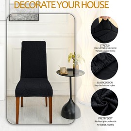 SHENGYIJING Stretch Set of 2 or 4 or 6 Waterproof Dining Chair Covers for Dining Room, Removable and Washable Chair Protector Seat Covers for Hotel, Wedding, Kitchen (Black, 1.4 Pieces)