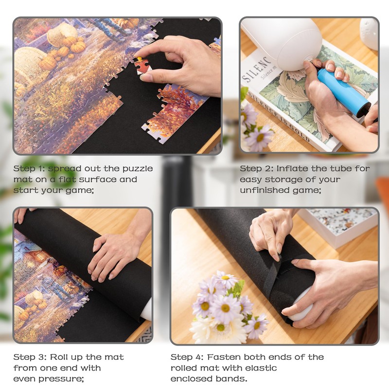 Tektalk 3000-Pc Jigsaw Puzzle Mat with 6 Felt Sorting Trays,