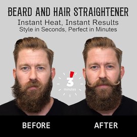 Plancha térmica para barba para hombre | 5 Temp Settings, 30s Fast Heat, Anti-Scald Straightening Comb for Curly Coarse Beards, Grooming Gifts Set for