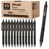 Black Gel Pens SIKAO Comfy Grip Retractable Gel Ink Pens, Rollerball Click Journal Pen Fine Point 0.7 Smooth Writing for Office School Work Bulk Pens Box of 60 Pack