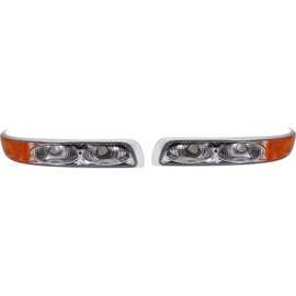National RV Tropical 2003-2007 RV Motorhome Pair (Left & Right) Diamond Clear Chrome Front Lamps Turn Signal Lights