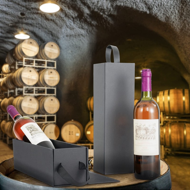 RYDDOY Wine Gift Box, 12.8x3.7x3.7 Inches Black Wine Bottle Boxes