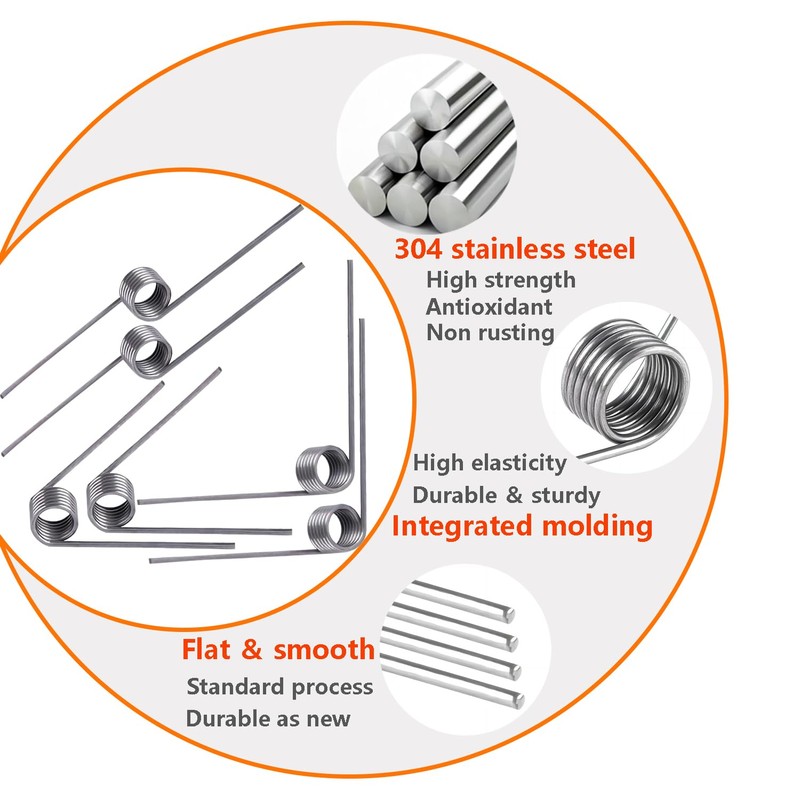 Qrity 10pcs 304 Stainless Steel Small Torsion Spring, Straight Torsion
