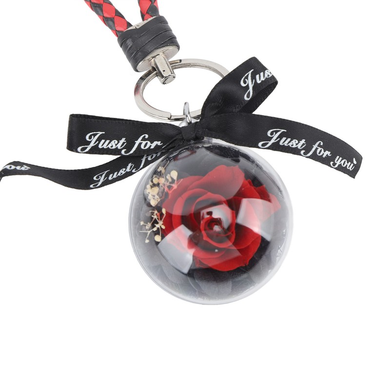 Eternal Flower Keyring Beautiful Rose Pendant Handmade Preserved Keychain for