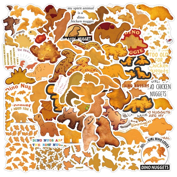 61Pcs Dino Nugget Stickers Pack, Aesthetic Vinyl Waterproof Stickers for