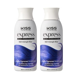 Kiss Express Semi-Permanent Hair Color 100mL (3.5 US fl.oz) (2 Count, Midnight Blue)