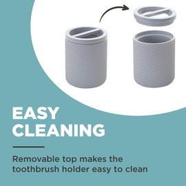 Zenna Home Smart Accessories Toothbrush Holder with Easily Removable Lid for Cleaning, Bathroom Accessory, in Grey Arya Dots Design