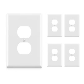 ELEGRP Large Size Outlet Covers Wall Plate, 1-Gang Duplex Electric Outlet Covers, Unbreakable Polycarbonate Wall Outlet Covers, UL Listed, Color-matched Screws Included (5 Pack, Glossy White)